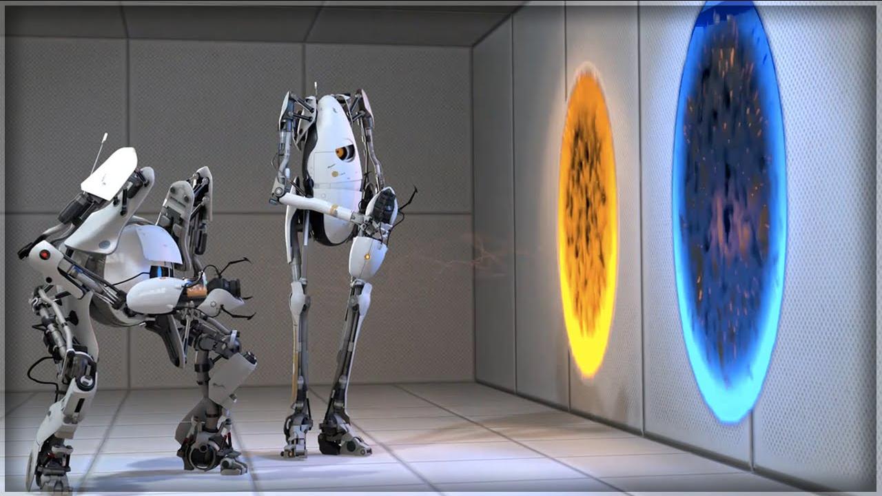 Two players in Portal 2